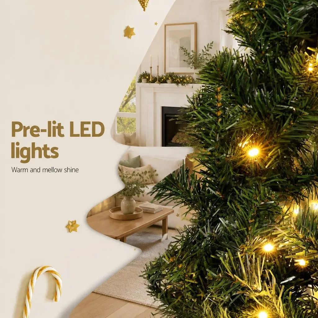 5M Green Christmas Garland LED Lights Indoor Outdoor Xmas Decoration 380 Tips