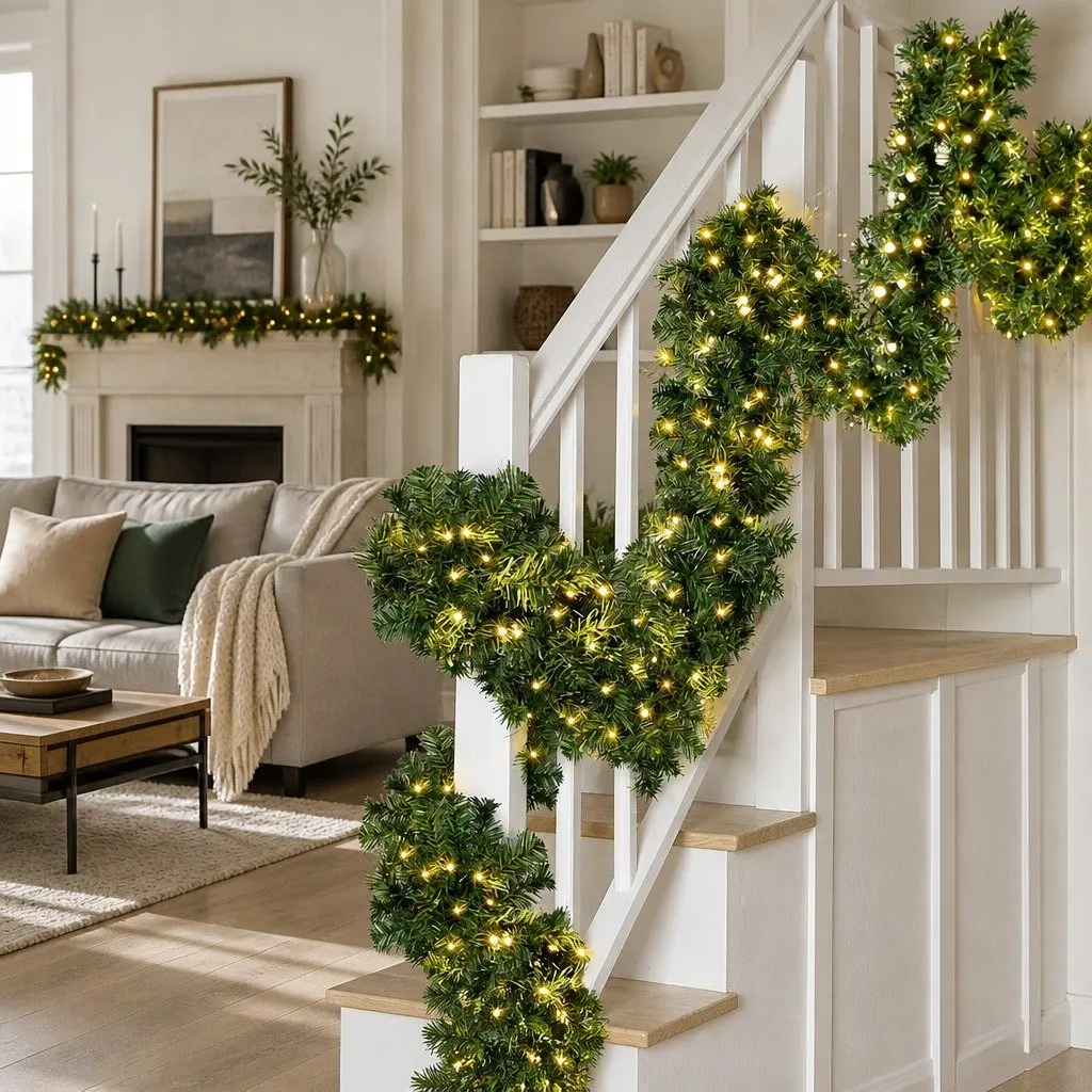 5M Green Christmas Garland LED Lights Indoor Outdoor Xmas Decoration 380 Tips
