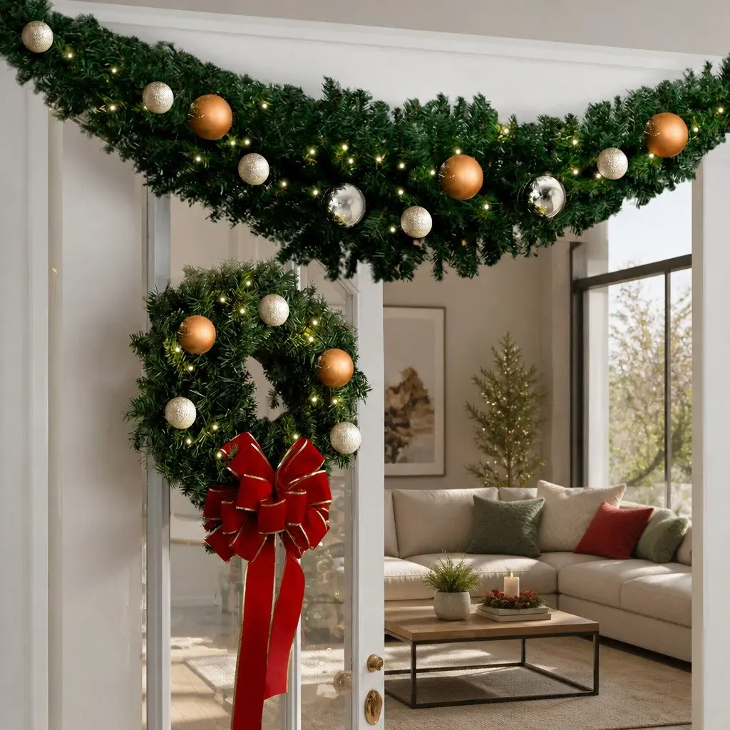 Christmas Garland Green 2.4m Indoor Outdoor Festive Decoration