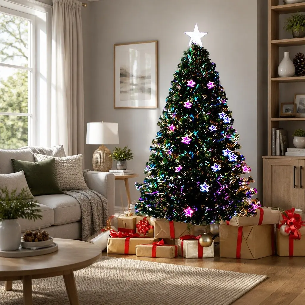 Optic Fibre Christmas Tree Pre-Lit 1.5m Multi Colour LED Holiday Decor