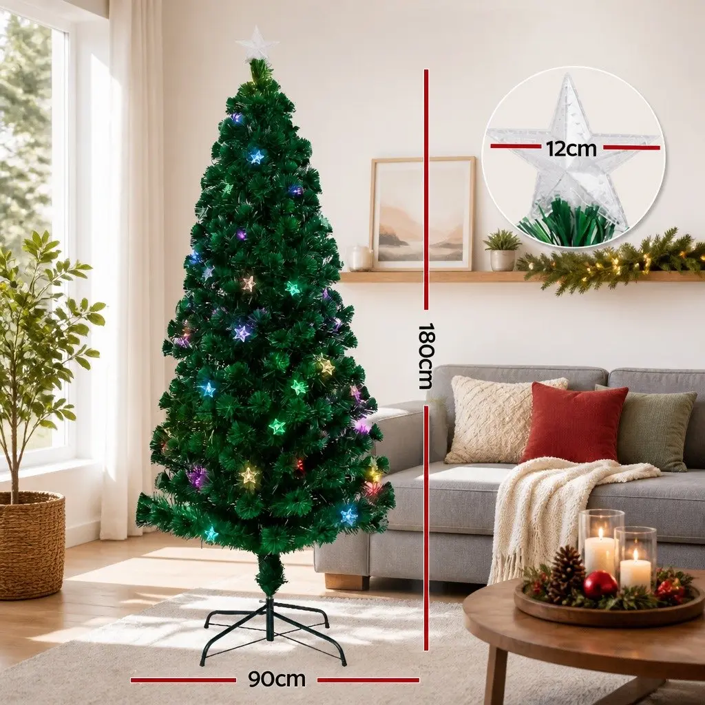 Christmas Tree 1.8m 6FT Optic Fibre LED Xmas Tree Multi Colour Pre-Lit Holiday