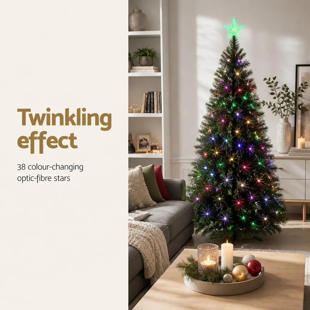 Christmas Tree 1.8m 6FT Optic Fibre LED Xmas Tree Multi Colour Pre-Lit Holiday
