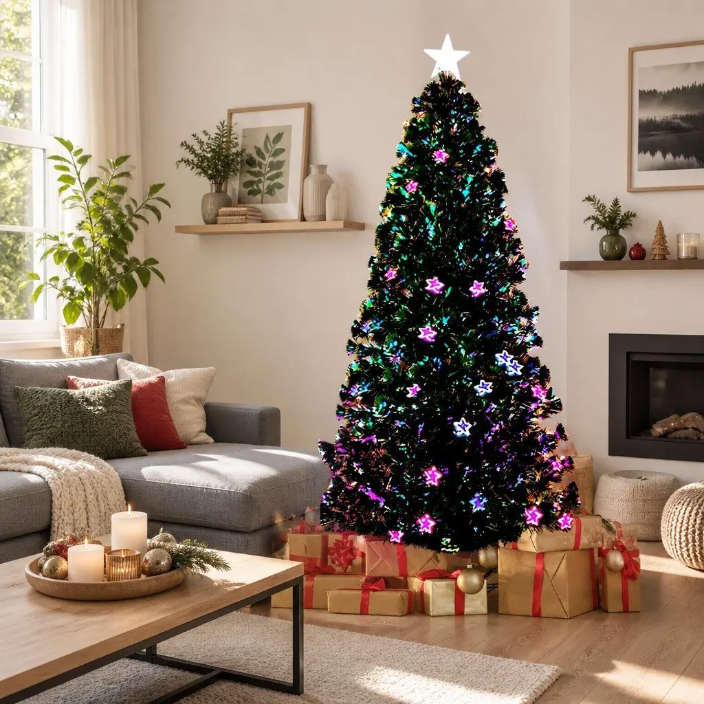 Christmas Tree 1.8m 6FT Optic Fibre LED Xmas Tree Multi Colour Pre-Lit Holiday