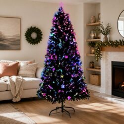 7ft LED Optic Fibre Christmas Tree Multi Colour Lights With Star Topper