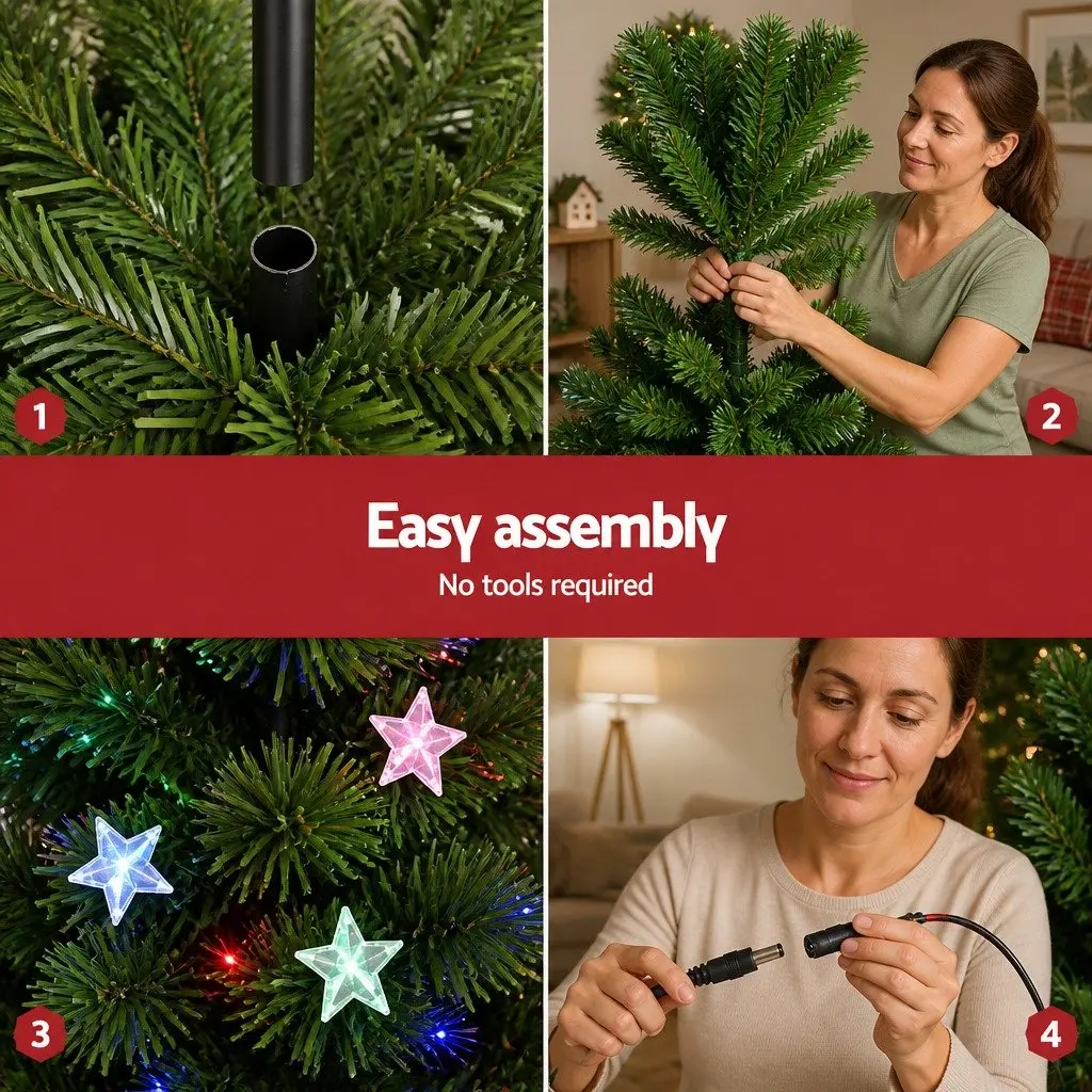 Christmas Tree 7FT Optic Fibre LED Xmas Tree Multi Colour Pre-Lit Home Decor