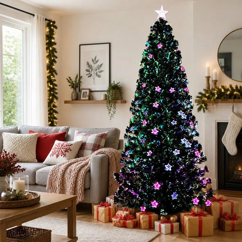Christmas Tree 7FT Optic Fibre LED Xmas Tree Multi Colour Pre-Lit Home Decor