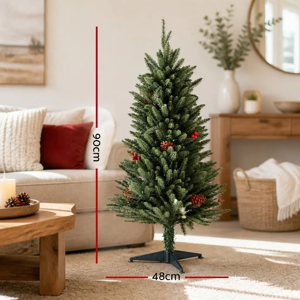 Mini Christmas Tree 90cm LED Xmas Tree Tabletop Small Space Party Decoration