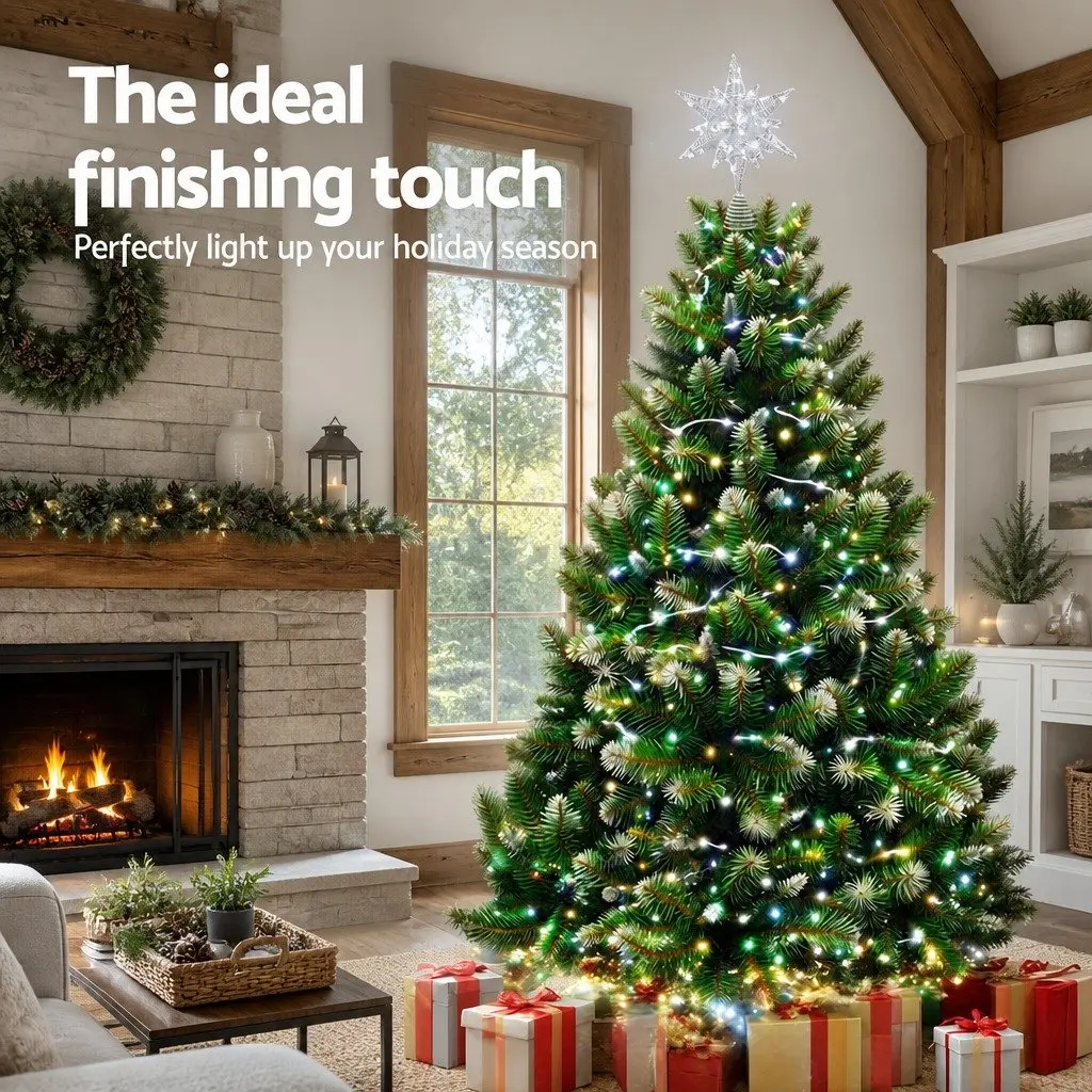 3D Christmas Tree Topper Star LED Light Decoration Timer Indoor Outdoor White