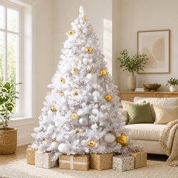 White Christmas Tree 2.1m 1000 Tips Artificial Xmas Tree Home Holiday Decor
