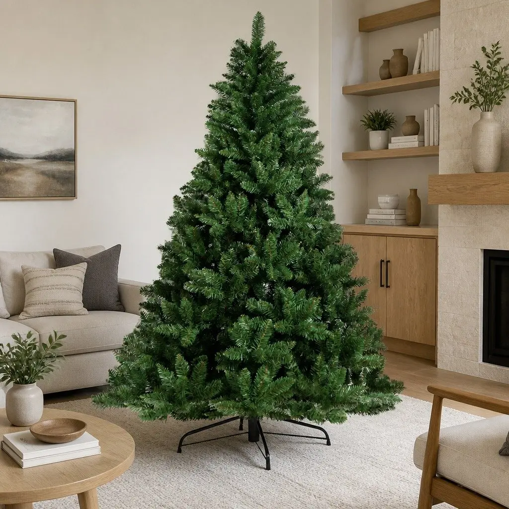 Artificial Christmas Tree 2.7m Lifelike Green Fir Tree with 1590 Tips and Metal Stand