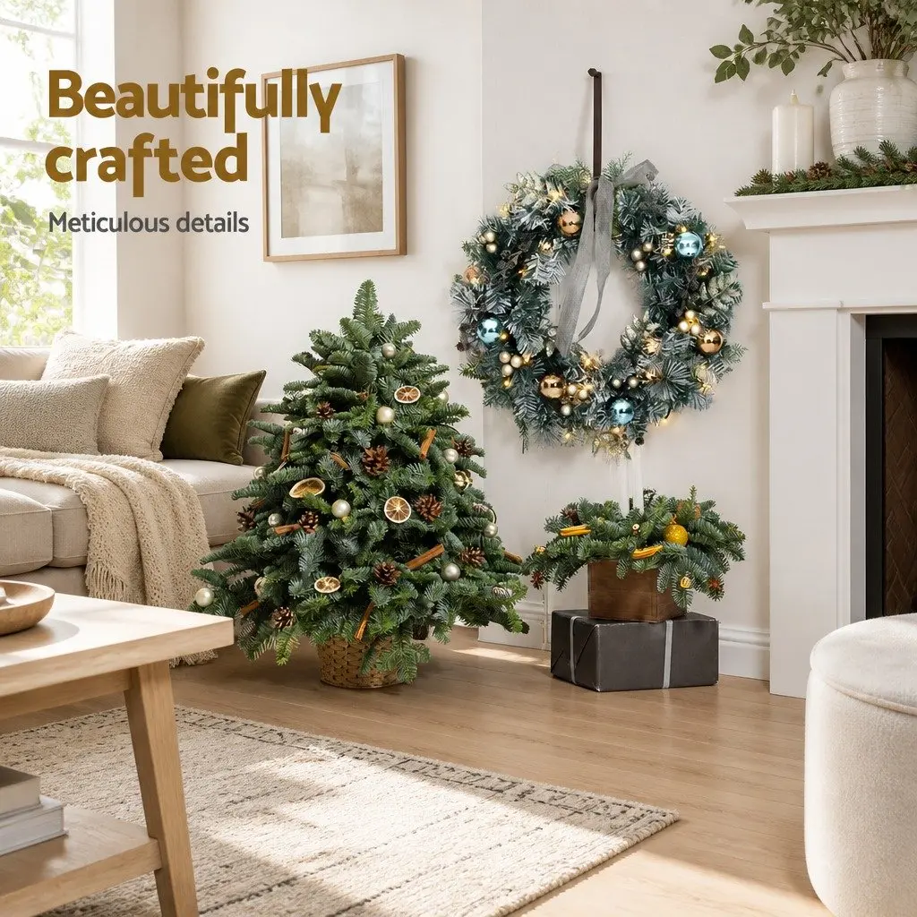 Christmas Wreath Pre-lit 60cm Snowy Foliage with LED Lights