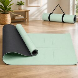 Yoga Mat 6mm Thick Non-Slip Exercise Mat with Body Alignment Lines Fitness