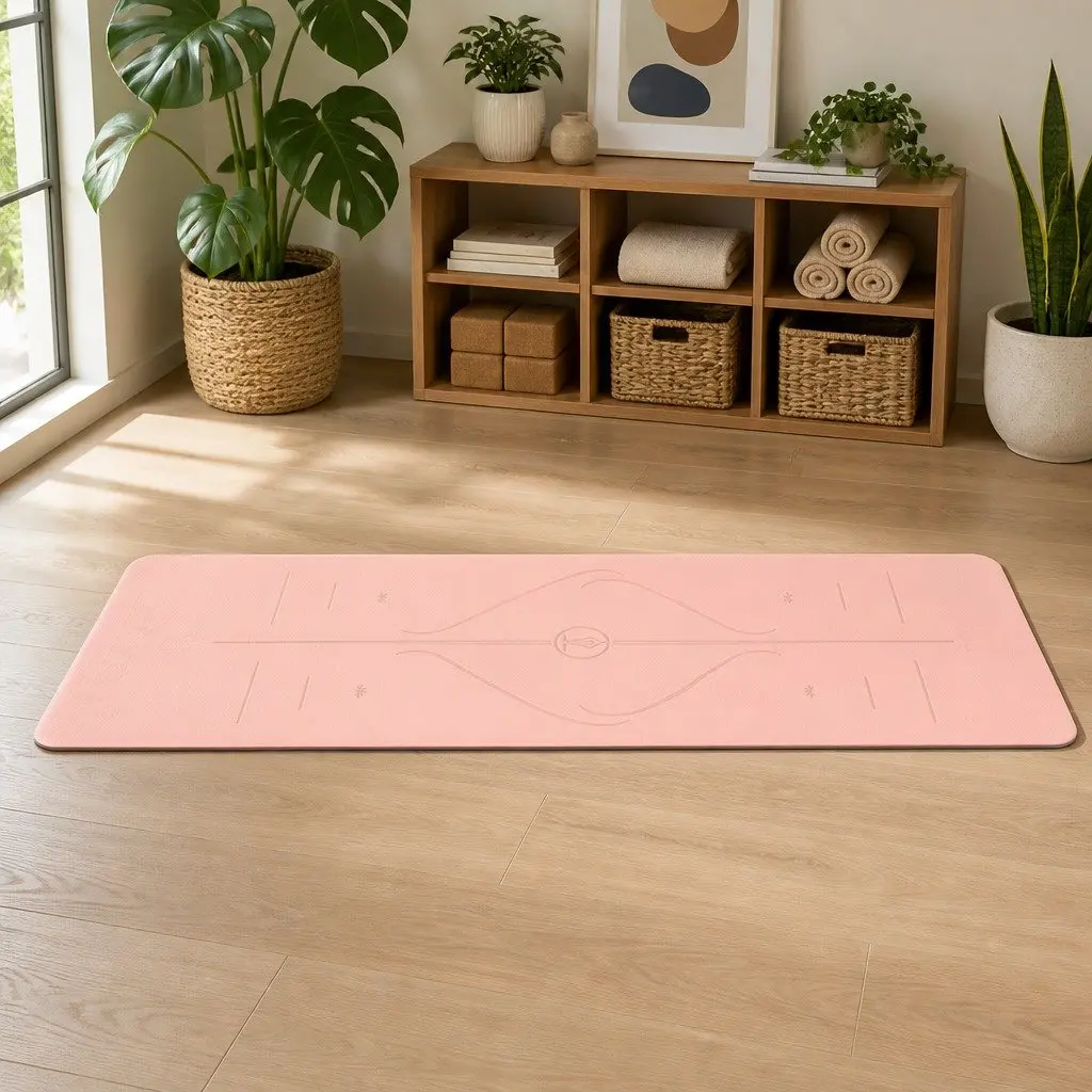 Yoga Mat Dual-Color Non-Slip 183cm with Alignment Lines