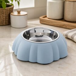Pet Food and Water Bowl with Stainless Steel Inner and Non-Skid Base