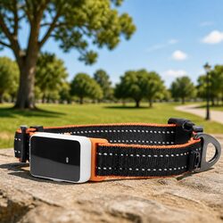 Pet Collar Small with Tracker Attachment Base Durable Textile Lead Ring