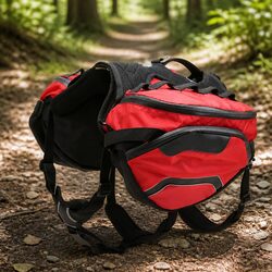 Dog Harness Backpack Red Small Pet Carrier Pack Padded Handle Reflective Strap