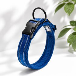 Heavy Duty Reflective Dog Collar with Safety Lock Clip Buckle 3XL Blue