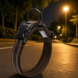Heavy Duty Reflective Dog Collar with Safety Lock Clip Stainless Steel O Ring XS