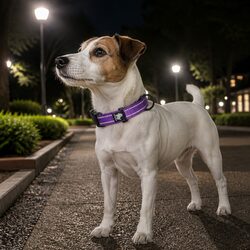 Heavy Duty Reflective Dog Collar Safety Lock Buckle Stainless Steel O Ring