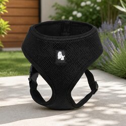 Dog Harness with Steel D Ring Adjustable Chest Belt Breathable Mesh M Black