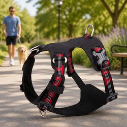 Lightweight Reflective No Pull Dog Harness Black Large Pet Walking Training