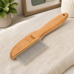 Dog Grooming Brush Bamboo 31 Tooth Medium Long Hair Pet Comb Anti Slip