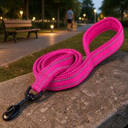Reflective Dog Leash 2m Nylon Pet Lead Pink Large Walking Training