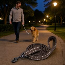 Reflective Dog Leash 2m Nylon Lead with Swivel Hook Large Dogs Walking