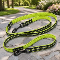 Multi-Function Dog Lead Yellow Small Training Exercise Leash Reflective