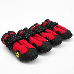 Dog Booties Weatherproof Paw Protection Red Size 2 Pack of 4 Velcro Strap