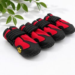 Dog Boots Weatherproof Booties Pet Paws Protection Velcro Straps Size 3 Pack of