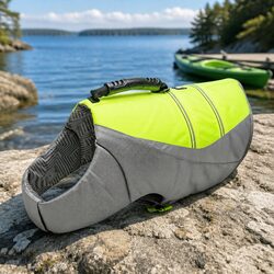 Dog Life Jacket Neon Yellow Medium Water Safety Vest Pet Swimming Flotation Aid