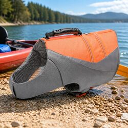 Dog Life Jacket Medium Orange Pet Safety Water Vest Reflective Swimming