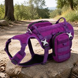 Dog Military Harness Backpack Tactical Training Adjustable L Purple