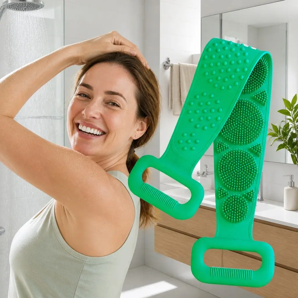 Exfoliating Back Scrub Strap Shower Body Cleaner Tool Green 60cm
