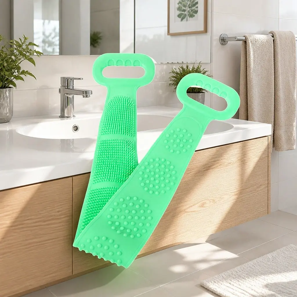 Exfoliating Back Scrub Strap Shower Body Cleaner Tool Green 60cm