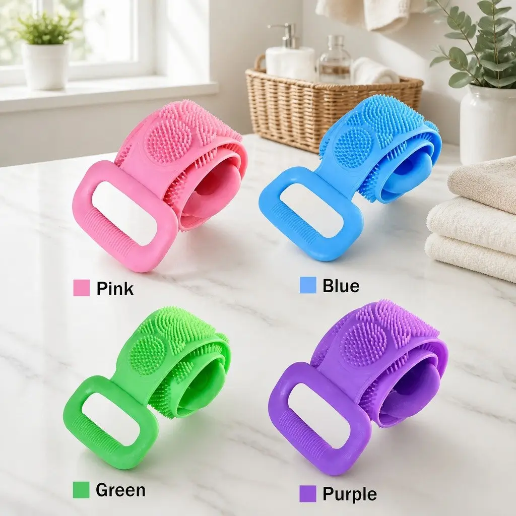 Bath Towel Exfoliating Back Scrub Strap 60cm Pink