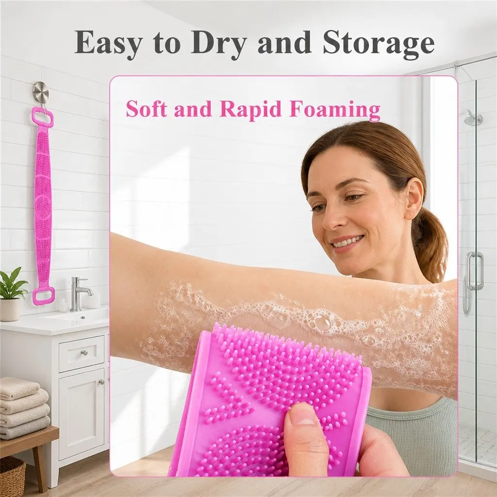Silicone Bath Scrub Brush Exfoliating Double-Sided 60x11cm Purple