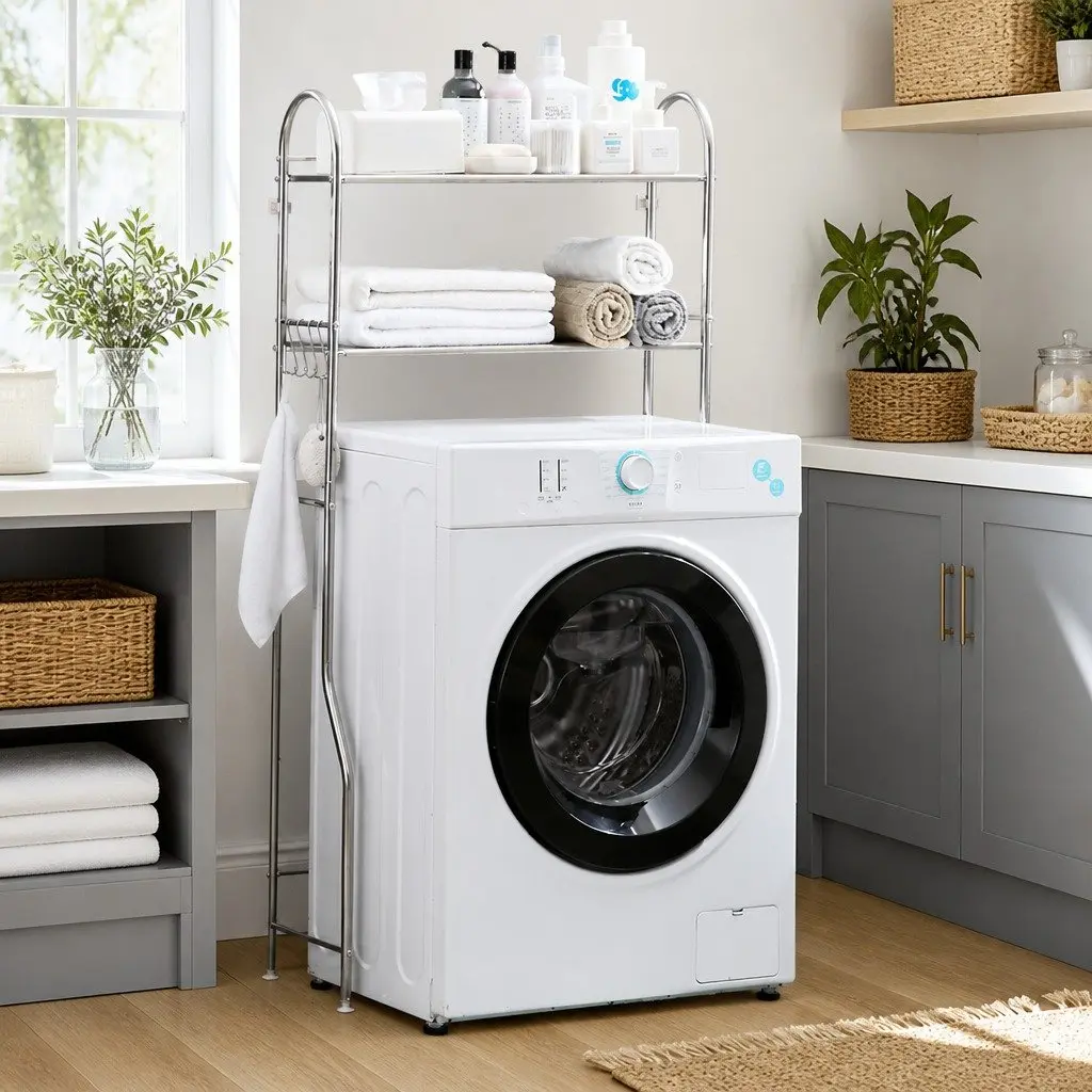 Over Laundry Washing Machine Storage Shelf Rack 2-Layer Organizer Stand