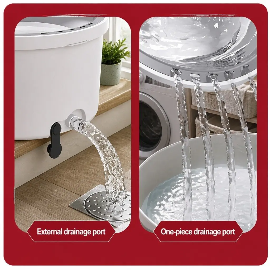 Flat Mop Rotary Hand-Wash-Free Sewage Separation Cleaning Grey White