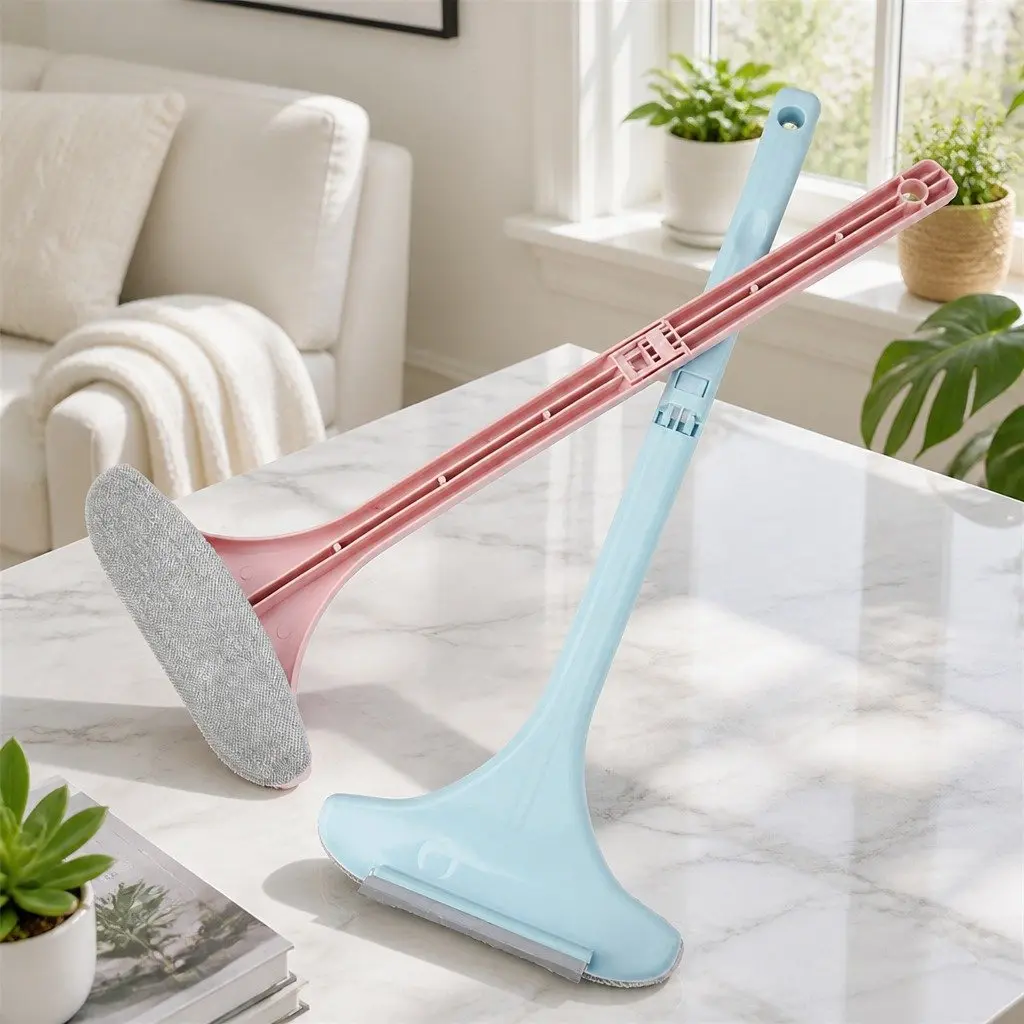 Double Sided Window Cleaner Multifunctional Cleaning Brush Pink