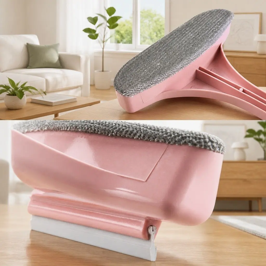 Double Sided Window Cleaner Multifunctional Cleaning Brush Pink