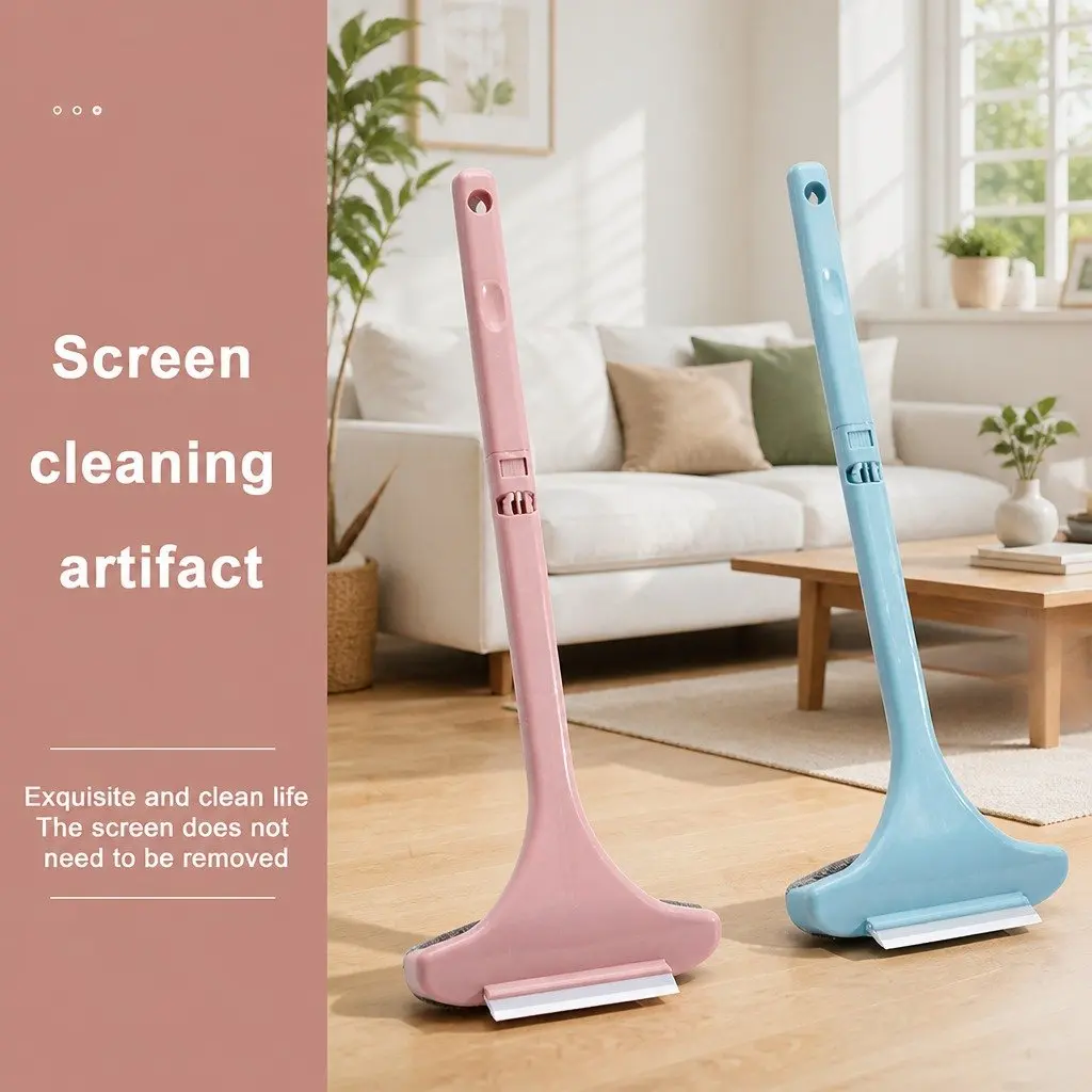 Double Sided Window Cleaner Multifunctional Cleaning Brush Pink