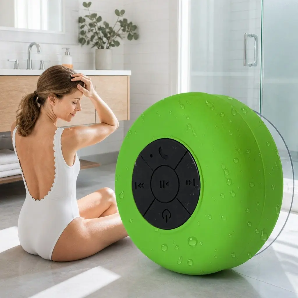 Portable Bluetooth Speaker Suction Cup Waterproof Green