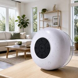 Portable Bluetooth Speaker with Suction Cup Stereo Music Player Outdoor White