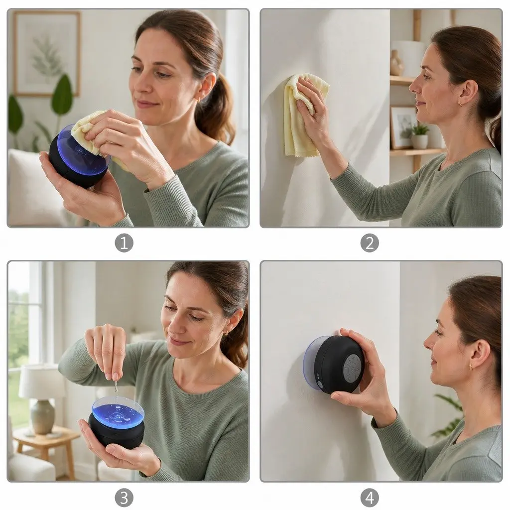 Portable Bluetooth Speaker Waterproof Suction Cup White