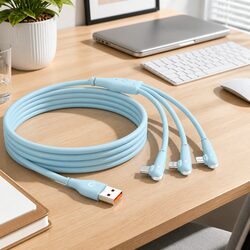 66W Fast Charging Three-in-One Cable Elbow Liquid Silicone Connector Data