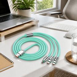 120W Fast Charging Cable Three-in-One Universal Data Line Green