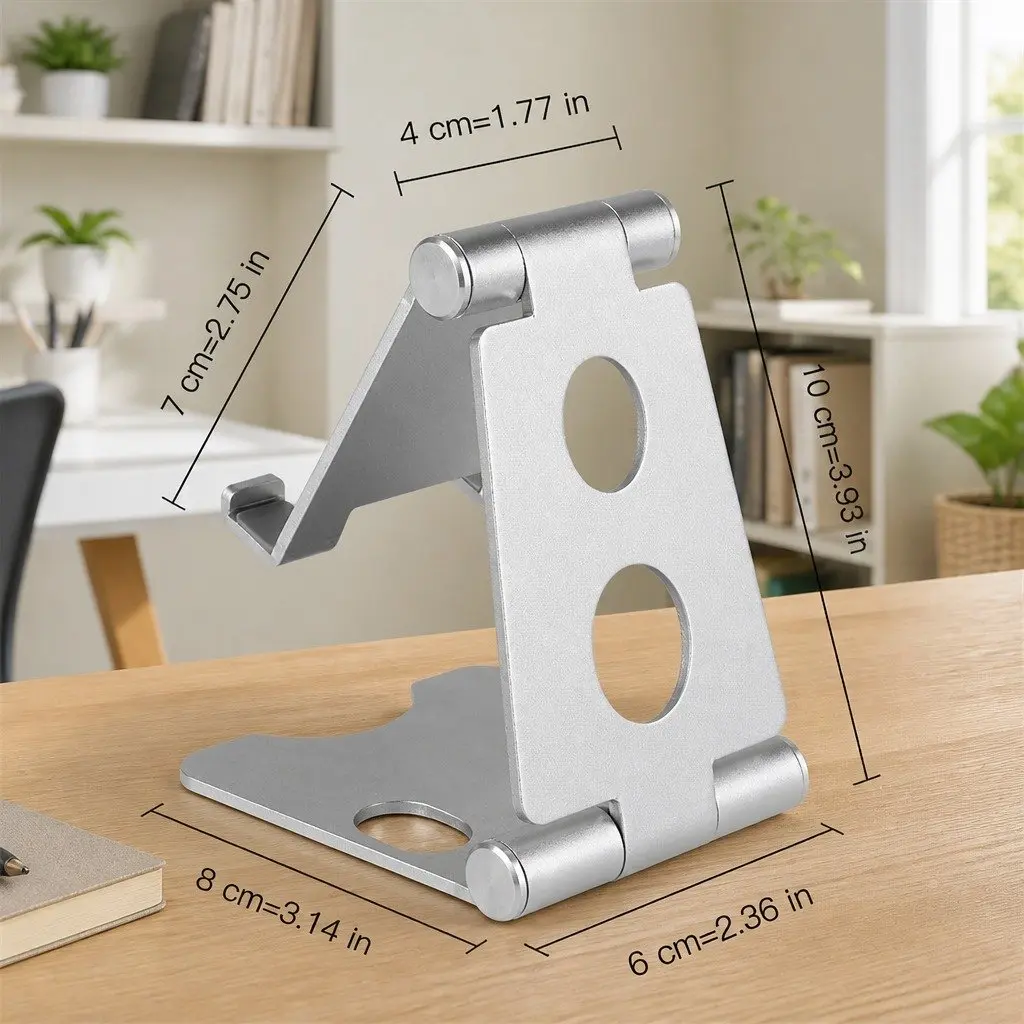 Portable Foldable Phone Holder Adjustable Stand Lightweight Aluminum Alloy Red 10X8X6cm
