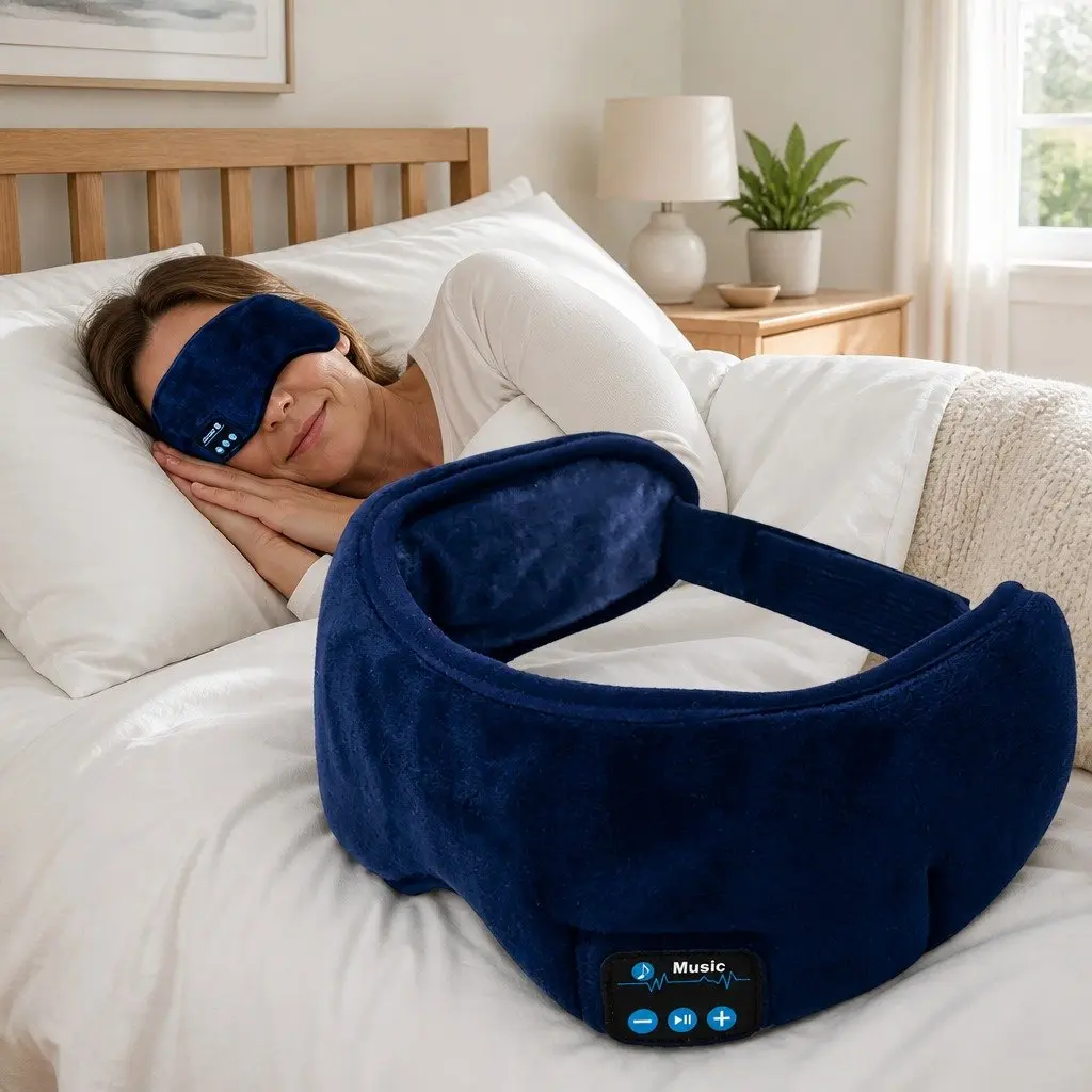 Bluetooth Wireless Stereo Sleep Eye Mask Headphones Blue 13x16.5x6cm
